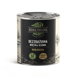 Naturalna bezzbożowa puszka z wołowiną dla psa Dzika Polana 100% Wołowiny 850g