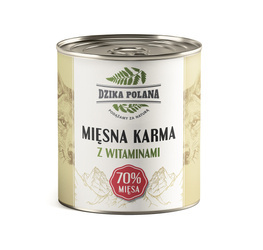 Naturalna puszka dla psa Dzika Polana z witaminami 70% mięsa 850g